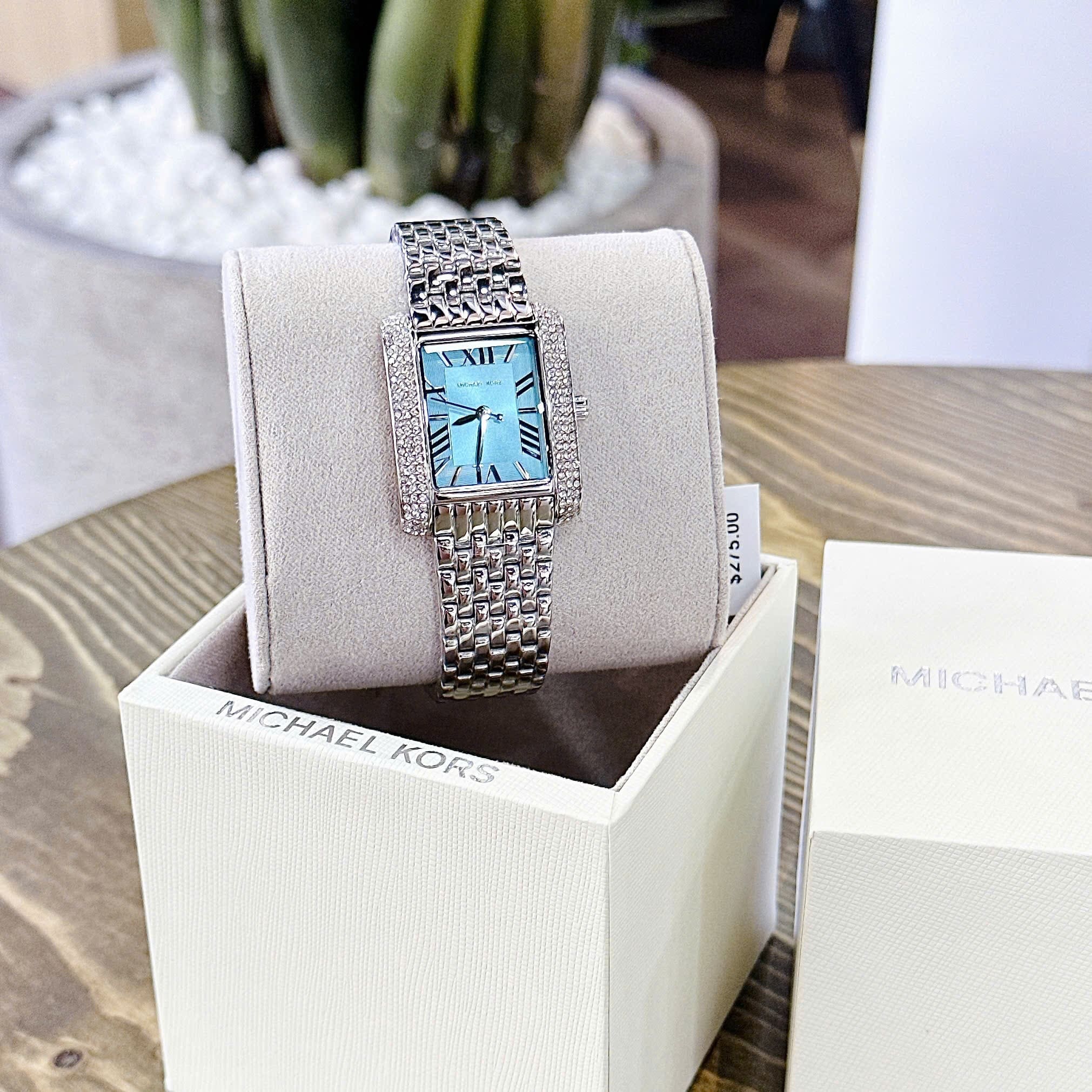 Đồng Hồ Micheal Kors Emery |Nữ Giới |Mặt Chữ Nhật |Xanh Dương |Dây Kim Loại |Máy Pin (Quartz) |Size 33x37mm |donghogiatot.vn