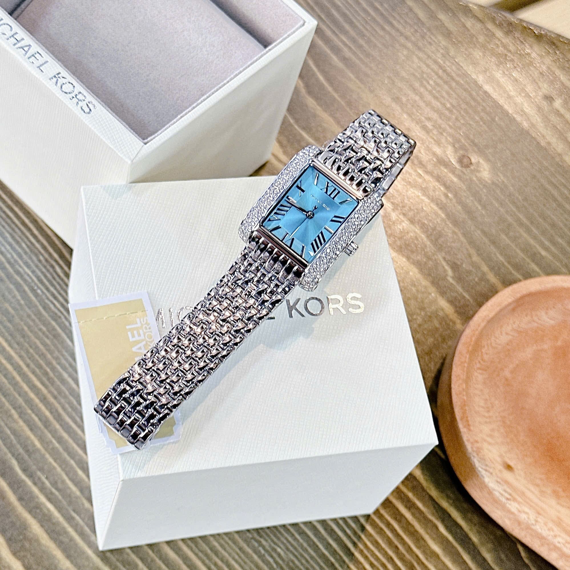 Đồng Hồ Micheal Kors Emery |Nữ Giới |Mặt Chữ Nhật |Xanh Dương |Dây Kim Loại |Máy Pin (Quartz) |Size 33x37mm |donghogiatot.vn