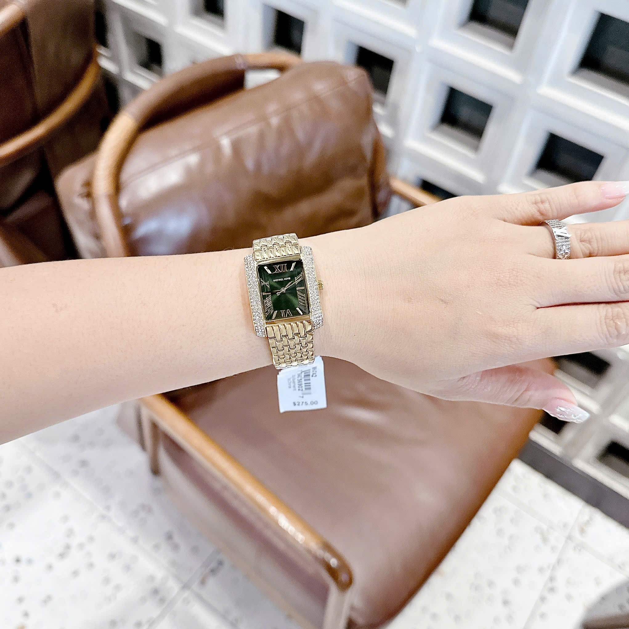 Đồng Hồ Micheal Kors Emery |Nữ Giới |Mặt Xanh Lá |Đính Đá |Dây Vàng Gold |Máy Pin (Quartz) |Size 33x37mm |donghogiatot.vn