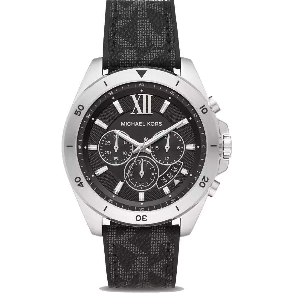 Đồng Hồ Michael Kors Brecken Chronograph |Nam Giới |Silver |Dây Da Đen |Máy Pin (Quartz) |Size 45mm |donghogiatot.vn