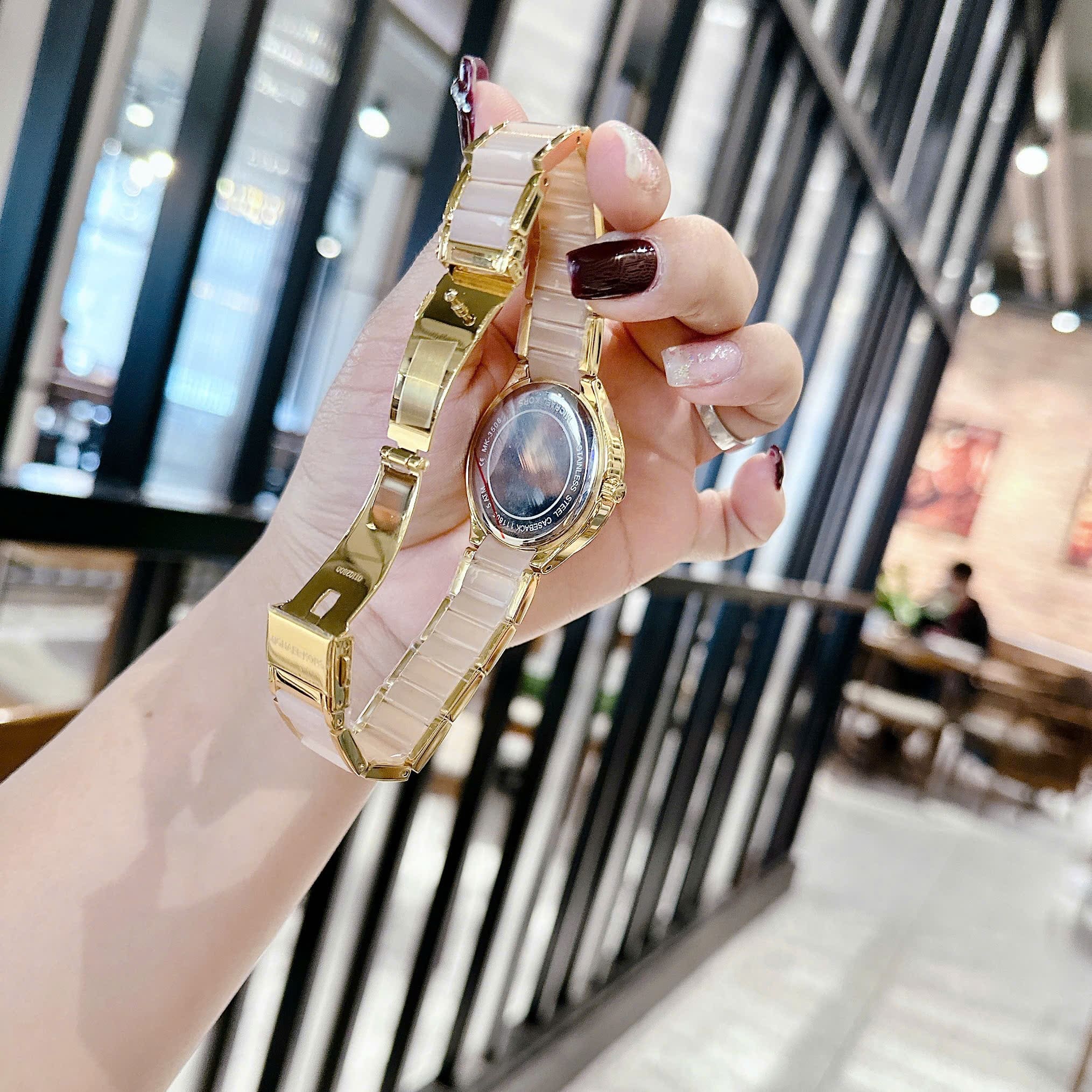 Đồng Hồ Micheal Kors Kerry |Nữ Giới |Mặt Đính Đá |Dây Kim Loại Mix Axetat Hồng |Máy Pin (Quartz) |Size 37mm |donghogiatot.vn