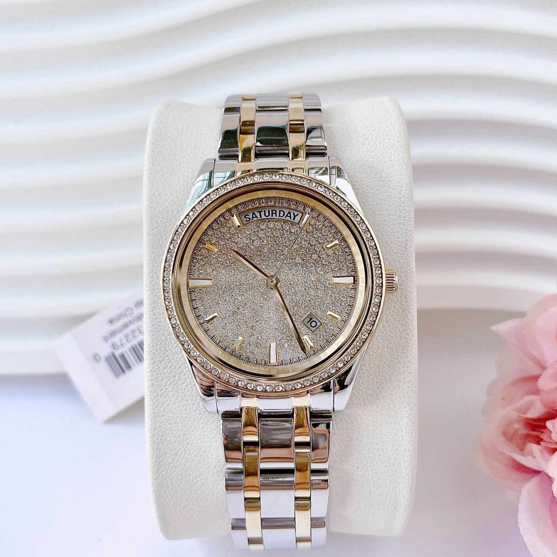 Đồng Hồ Michael Kors Kiley |Nữ Giới |Mặt Full Đá |Dây Kim Loại Demi Vàng |Máy Pin (Quartz) |Size 34mm |donghogiatot.vn