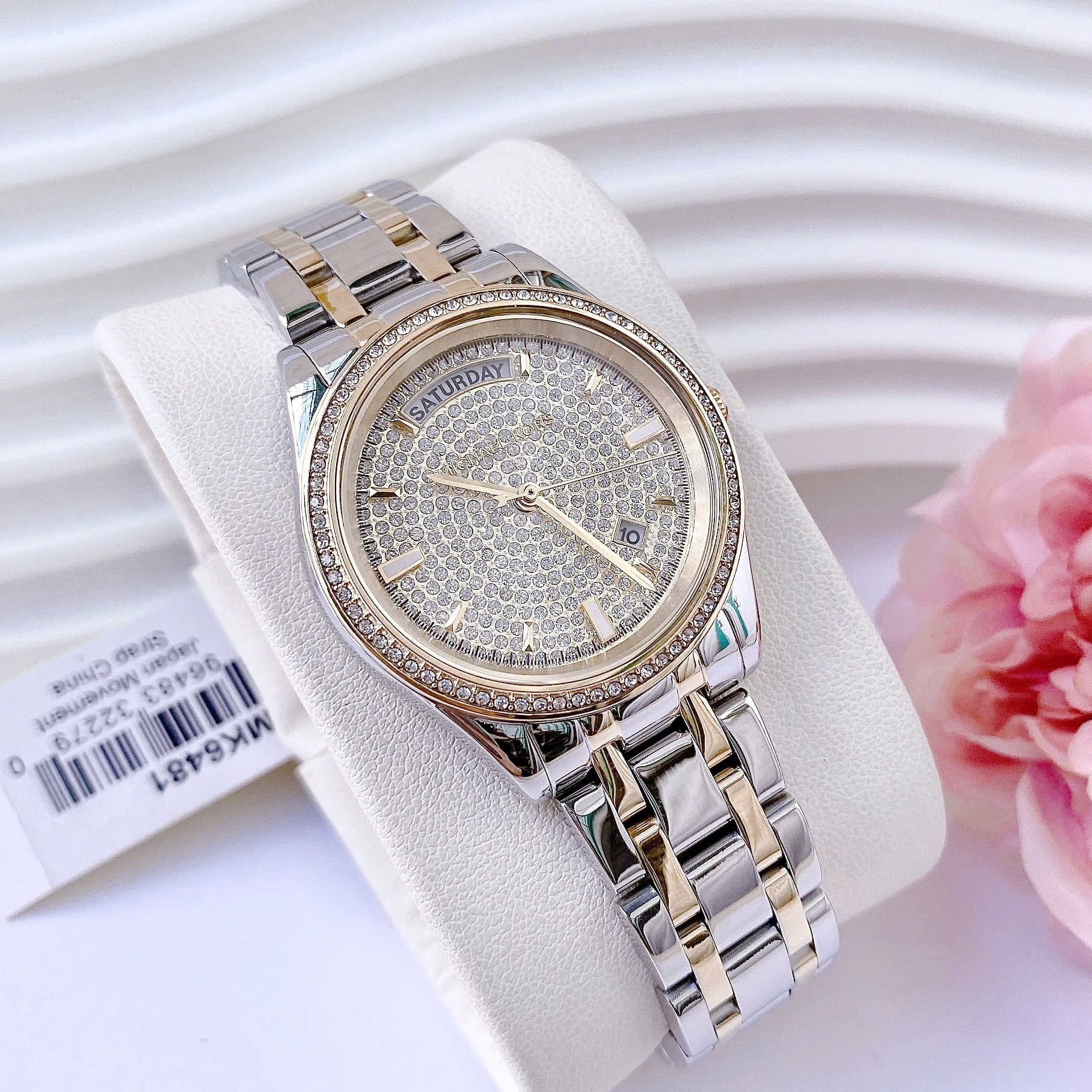 Đồng Hồ Michael Kors Kiley |Nữ Giới |Mặt Full Đá |Dây Kim Loại Demi Vàng |Máy Pin (Quartz) |Size 34mm |donghogiatot.vn