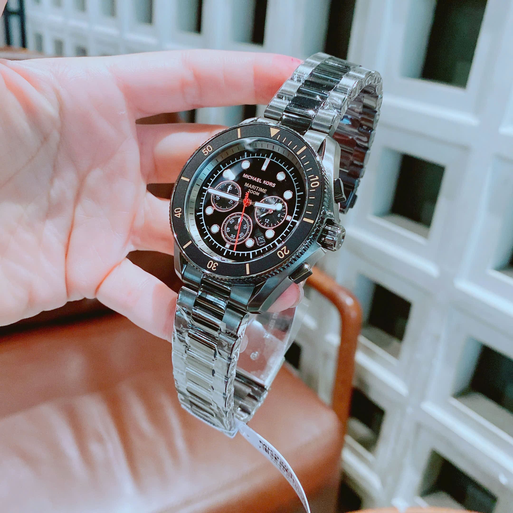 Đồng Hồ Micheal Kors Maritime Gunmetal |Nam Giới |6 Kim |Dây Kim Loại Full Đen |Máy Pin (Quartz) |Size 45mm |donghogiatot.vn