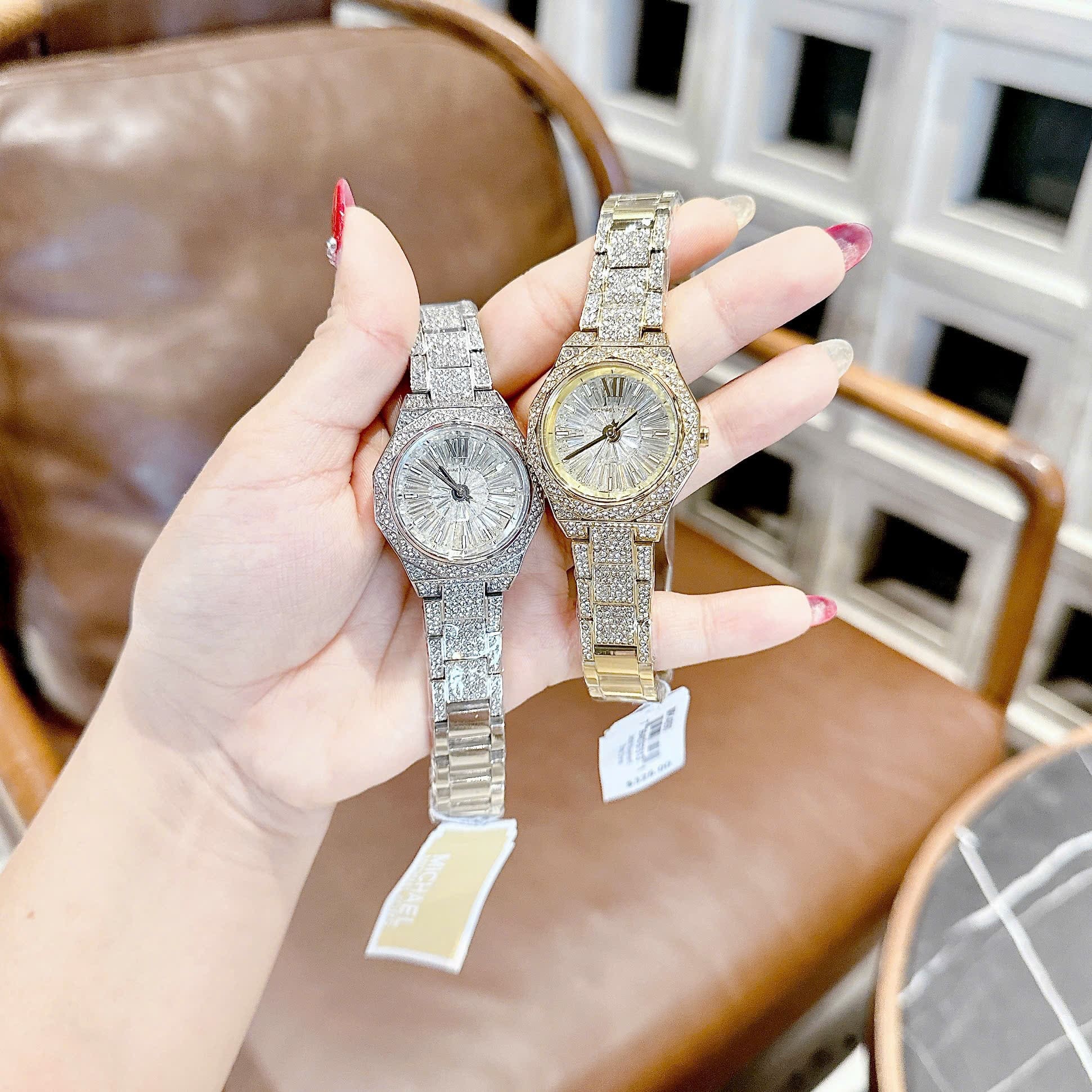 Đồng Hồ Micheal Kors Mini-Raquel |Nữ Giới |Mặt Full Pha Lê |Dây Kim Loại Silver |Máy Pin (Quartz) |Size 32mm |donghogiatot.vn