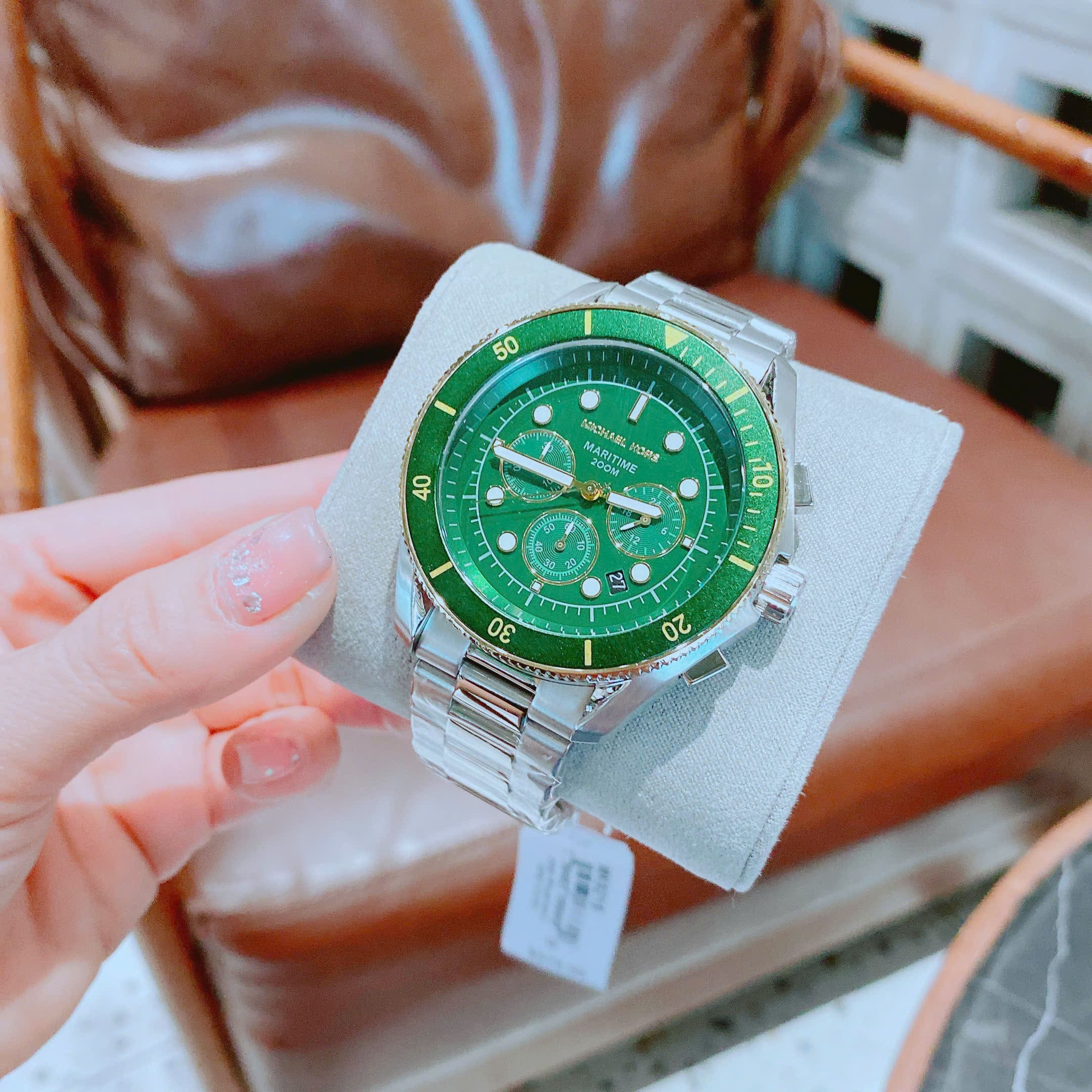 Đồng Hồ Micheal Kors Oversized Maritime |Nam Giới |Mặt Xanh Lá |Dây Kim Loại |Máy Pin (Quartz) |Size 45mm |donghogiatot.vn