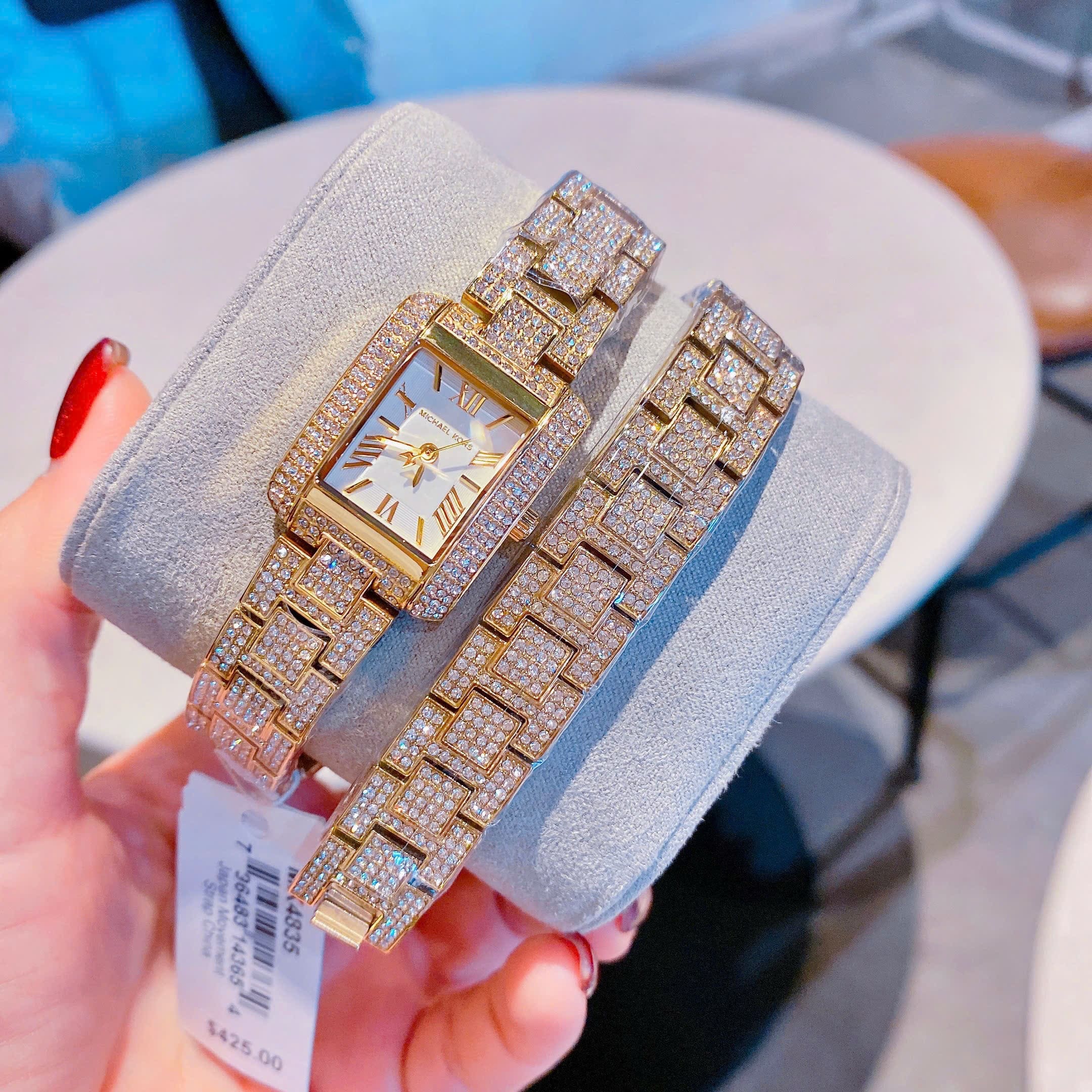 Đồng Hồ Micheal Kors Petite Emery |Nữ Giới |Mặt Chữ Nhật |Vòng Tay Full Đá Rose Gold |Máy Pin (Quartz) |Size 32mm |donghogiatot.vn