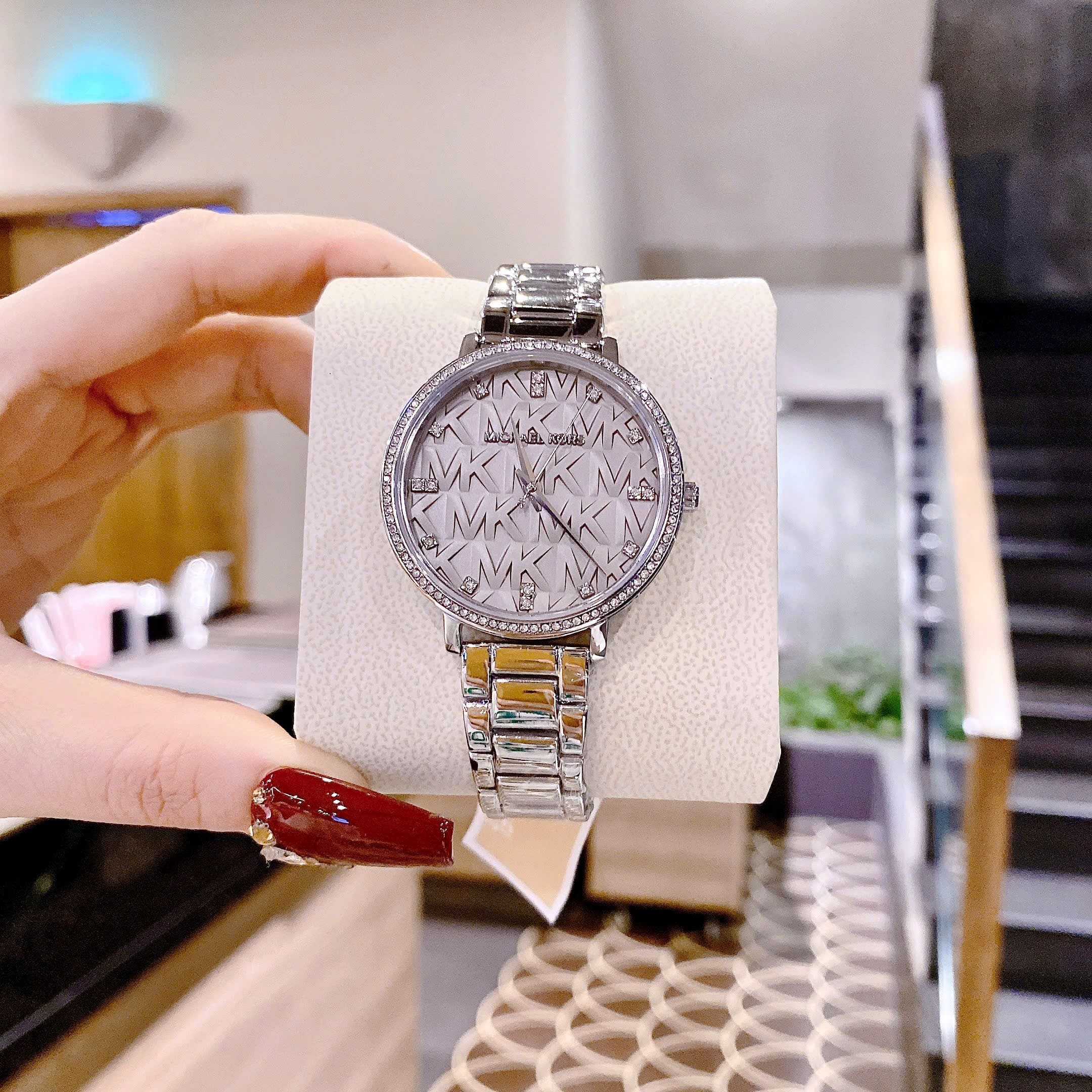 Đồng Hồ Micheal Kors Pyper |Nữ Giới |Mặt In Họa Tiết Logo Xám |Dây Kim Loại |Máy Pin (Quartz) |Size 36mm |donghogiatot.vn