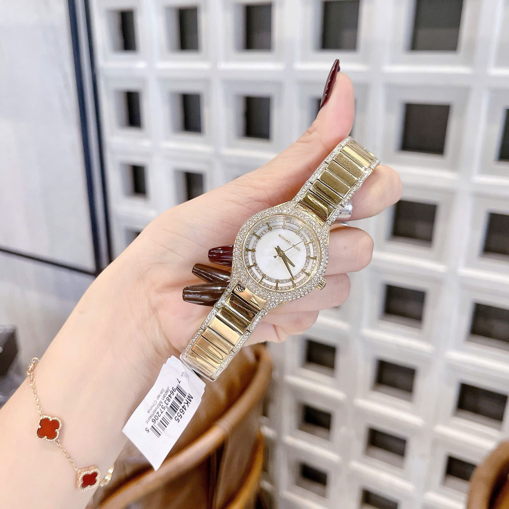Đồng Hồ Micheal Kors Sylvia |Nữ Giới |Mặt Khảm Trai |Dây Kim Loại Vàng Gold |Máy Pin (Quartz) |Size 33mm |donghogiatot.vn
