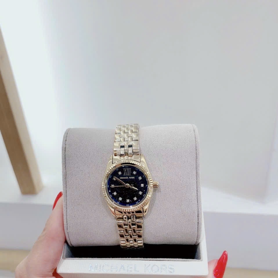 Đồng Hồ Michael Kors Lexington |Nữ Giới |Vàng Gold |Mặt Xanh |Dây Kim Loại |Máy Pin (Quartz) |Size 26mm |donghogiatot.vn