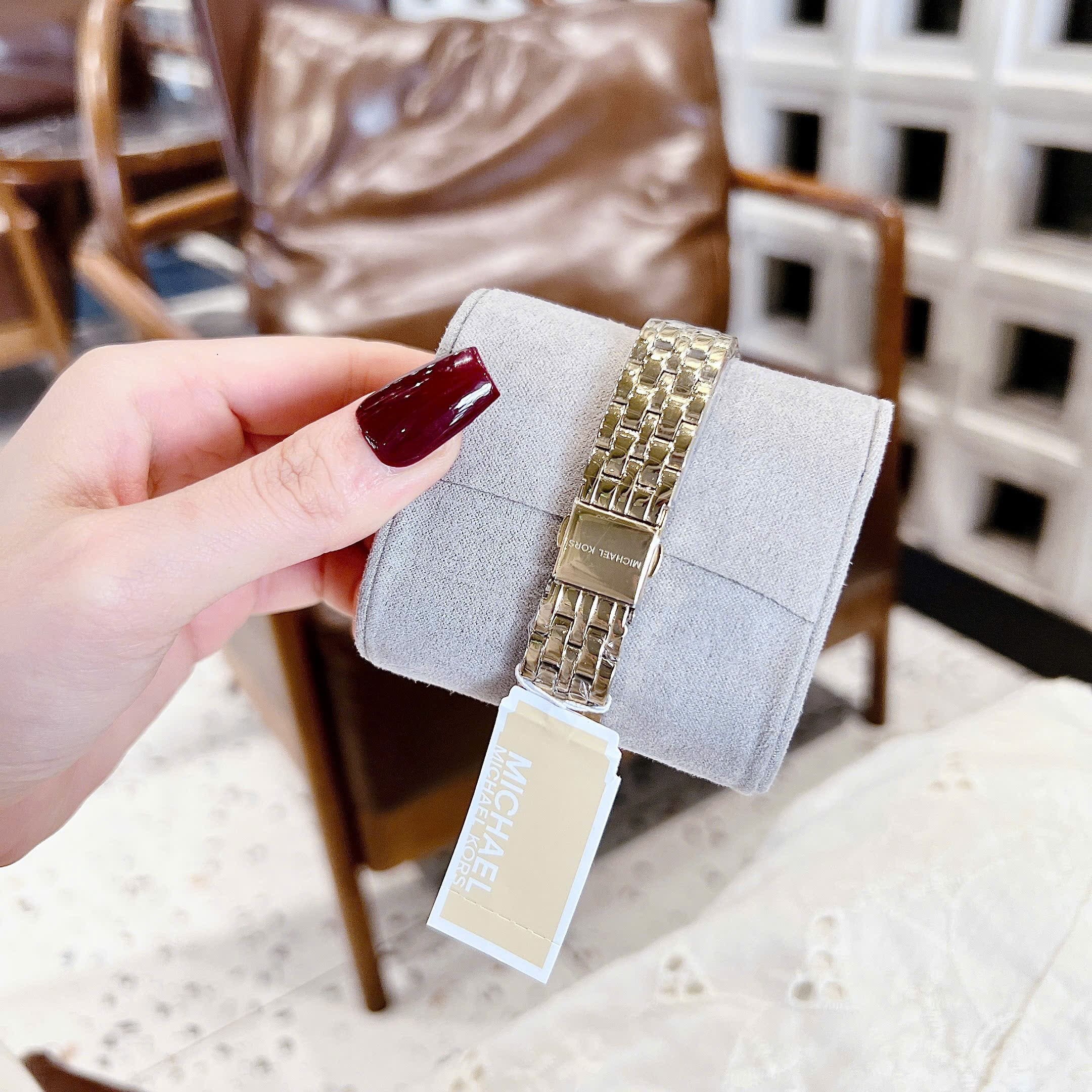 Đồng Hồ Micheal Kors Mini Harlowe |Nữ Giới |Mặt Xanh Lá |Dây Kim Loại Vàng Gold |Máy Pin (Quartz) |Size 33mm |donghogiatot.vn