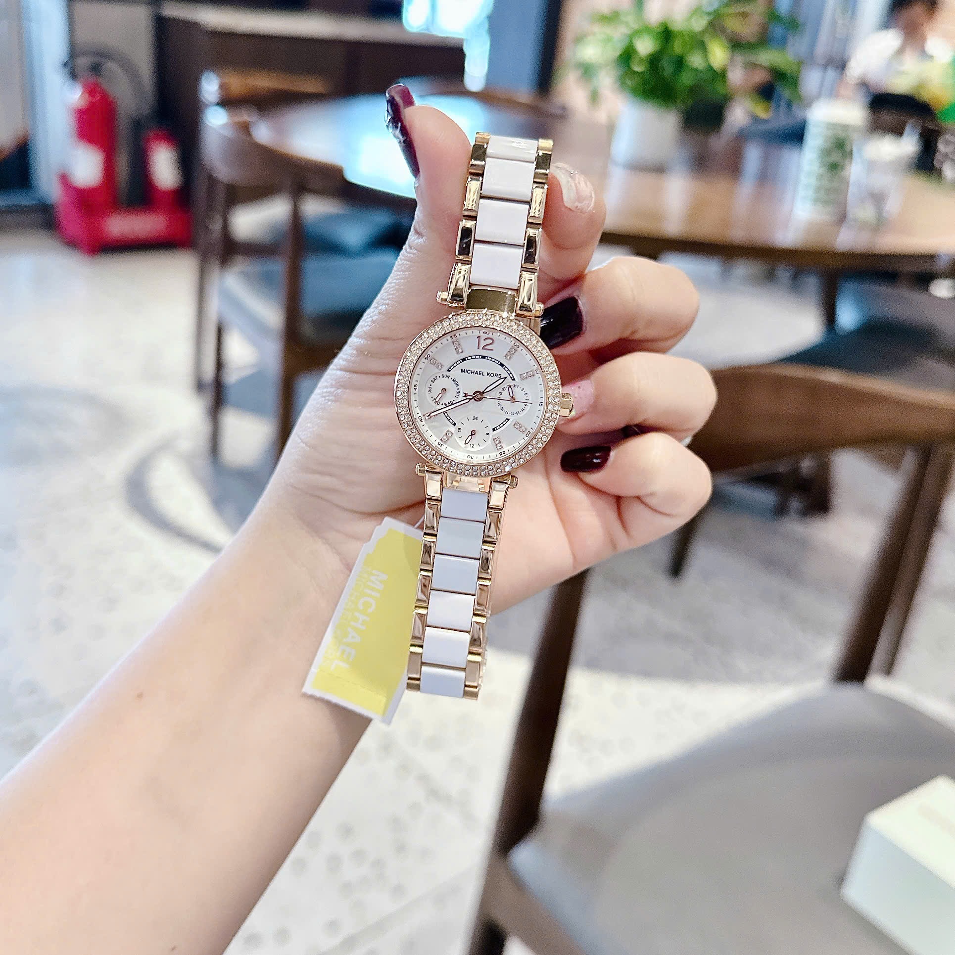 Đồng Hồ Micheal Kors Parker Mini |Nữ Giới |Rose Gold |Dây Kim Loại Mix Acetat Trắng |Máy Pin (Quartz) |Size 33mm |donghogiatot.vn