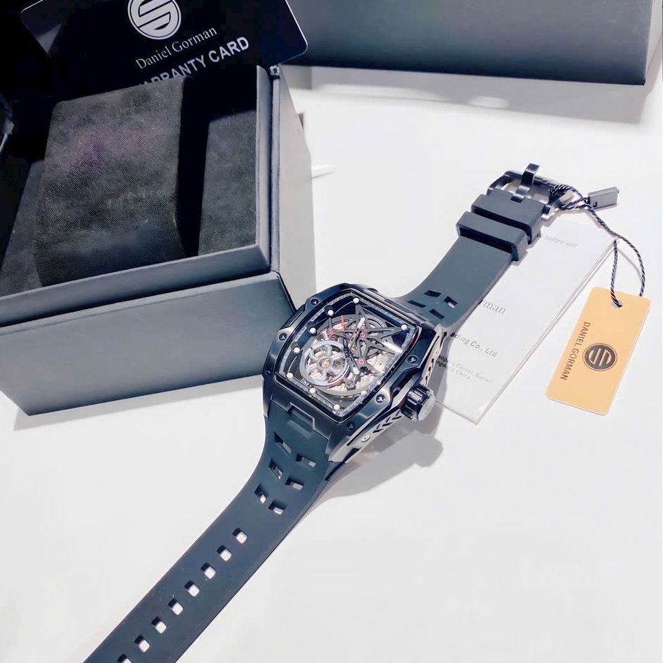 Đồng Hồ Daniel Gorman Mặt Oval |Nam Giới |Dây Silicone Đen |Máy Cơ (Automatic) |Size Lớn |Donghogiatot.vn
