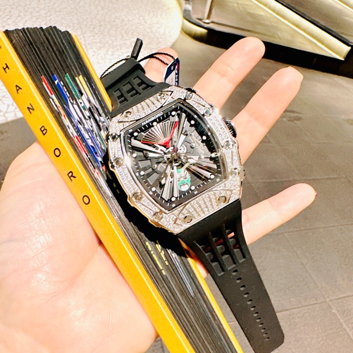 Đồng Hồ Hanboro Lật Mặt Limited |Nam Giới |Mặt Oval |Trắng Silver |Máy Cơ (Automatic) |Size Lớn 43x50mm |Donghogiatot.vn