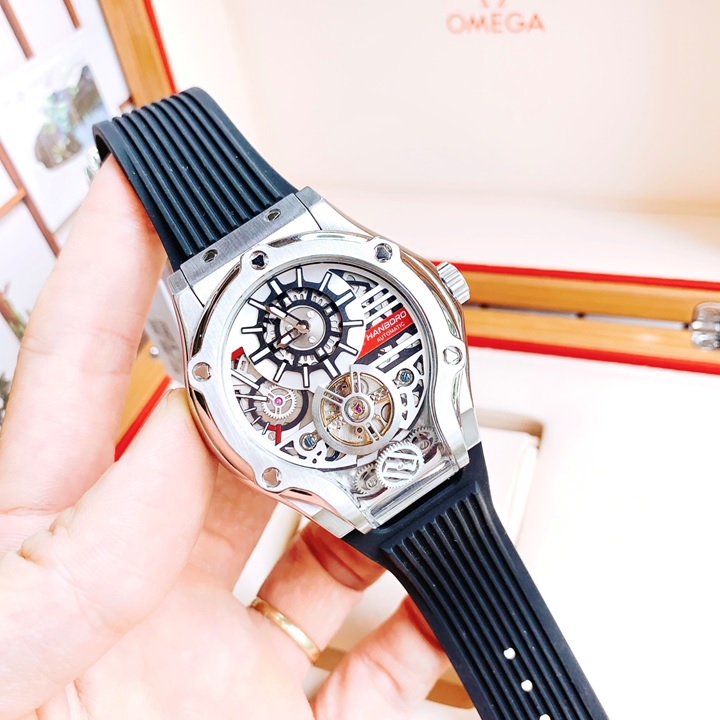 Đồng Hồ Hanboro Hublot Tourbillon |Mặt Elip |Nam Giới |Dây Cao Su |Máy Cơ (Tự Động) |Size Lớn 42x52mm |Donghogiatot.vn