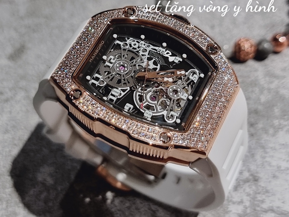 Đồng Hồ Hanboro Dây Silicone |Rose Gold |Nam Giới |Mặt Oval |Máy Cơ (Automatic) |Size 40x48mm |Donghogiatot.vn