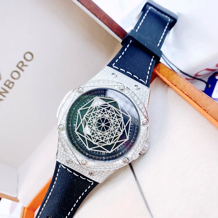 Đồng Hồ Hanboro Mặt Vũ Trụ |Nam Giới |Mặt Lục Giác Đính Full Đá |Máy Cơ (Automatic) |Size 42mm |Donghogiatot.vn
