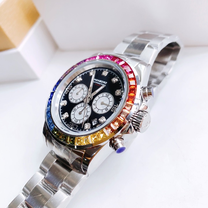 Đồng Hồ Hanboro Mặt Đá Nhiều Màu |Nam Giới |Dây Kim Loại |Máy Cơ (Tự Động) |Size 42mm |Donghogiatot.vn