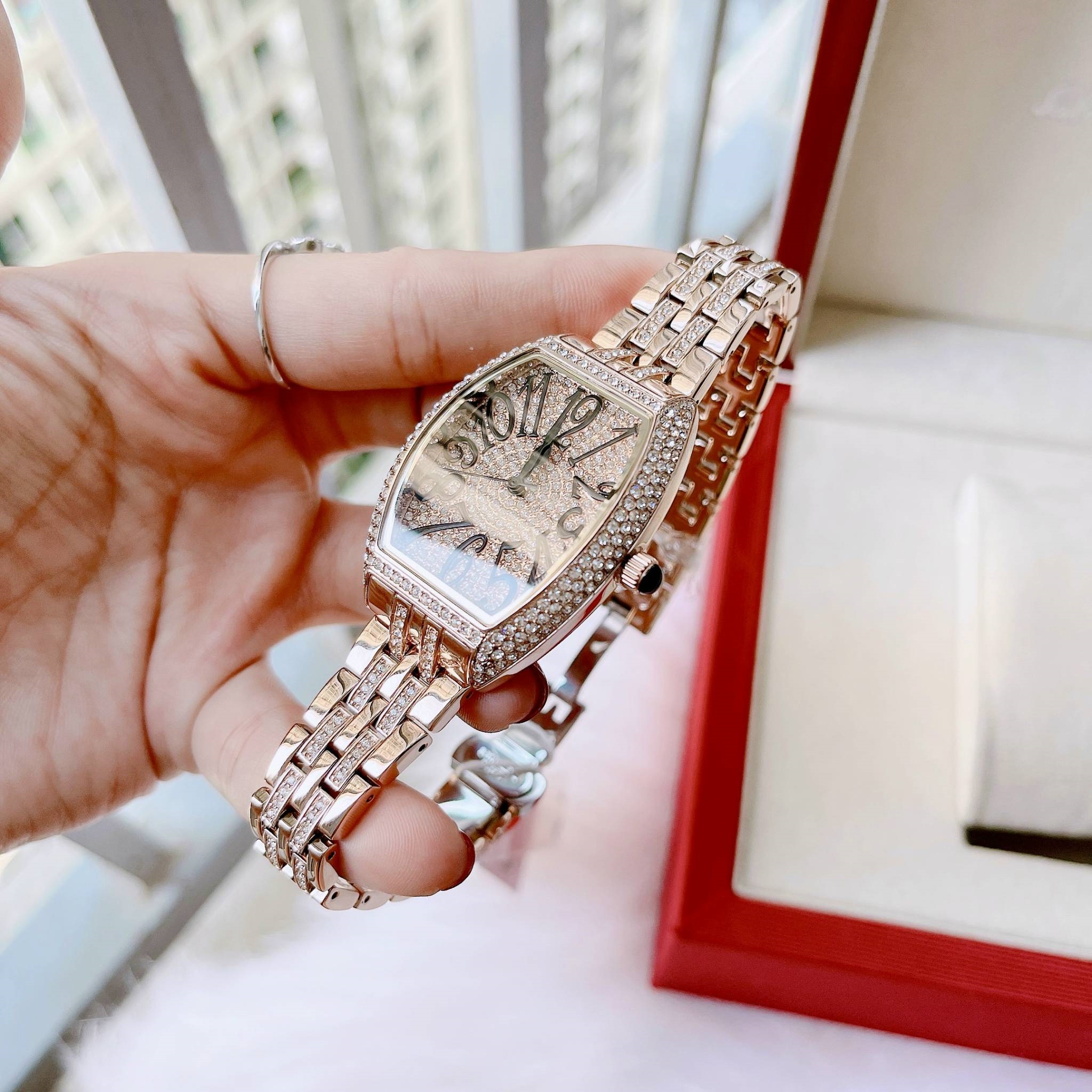 Đồng hồ Nữ Davena Mặt Oval |Nữ Giới |Mặt Đính Full Đá Rose Gold |Máy Pin (Quartz) |Size 32x36mm [donghogiatot.vn]