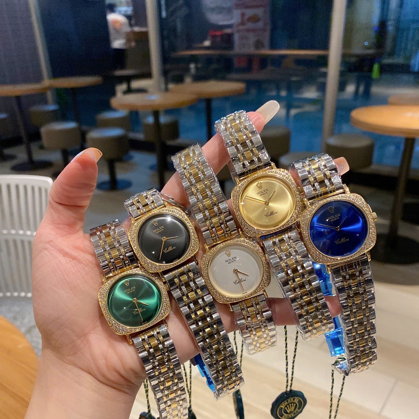 Đồng Hồ Rolex Cellini |Nữ Giới |Mặt Vuông |Đính Đá |Dây Kim Loại Vàng Gold |Máy Pin (Máy Quartz) |Size 33mm |donghogiatot.vn