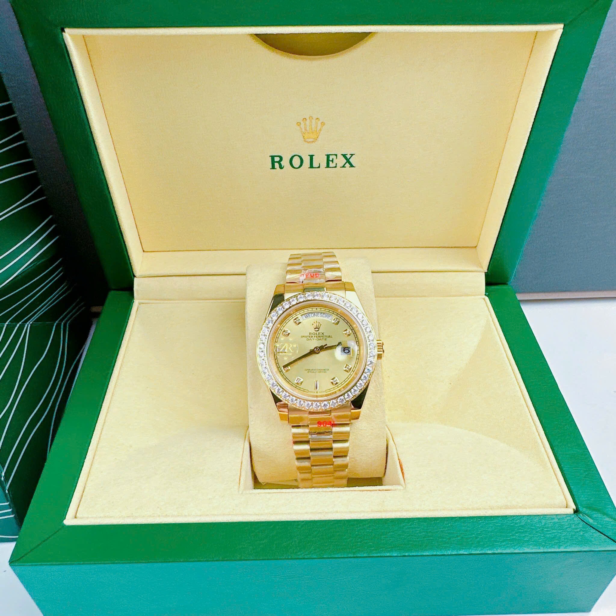 Đồng Hồ Rolex 2 Lịch |Nam Giới |Đính Đá |Dây Kim Loại Vàng Gold |Máy Cơ (Automatic) |Size 41mm |donghogiatot.vn
