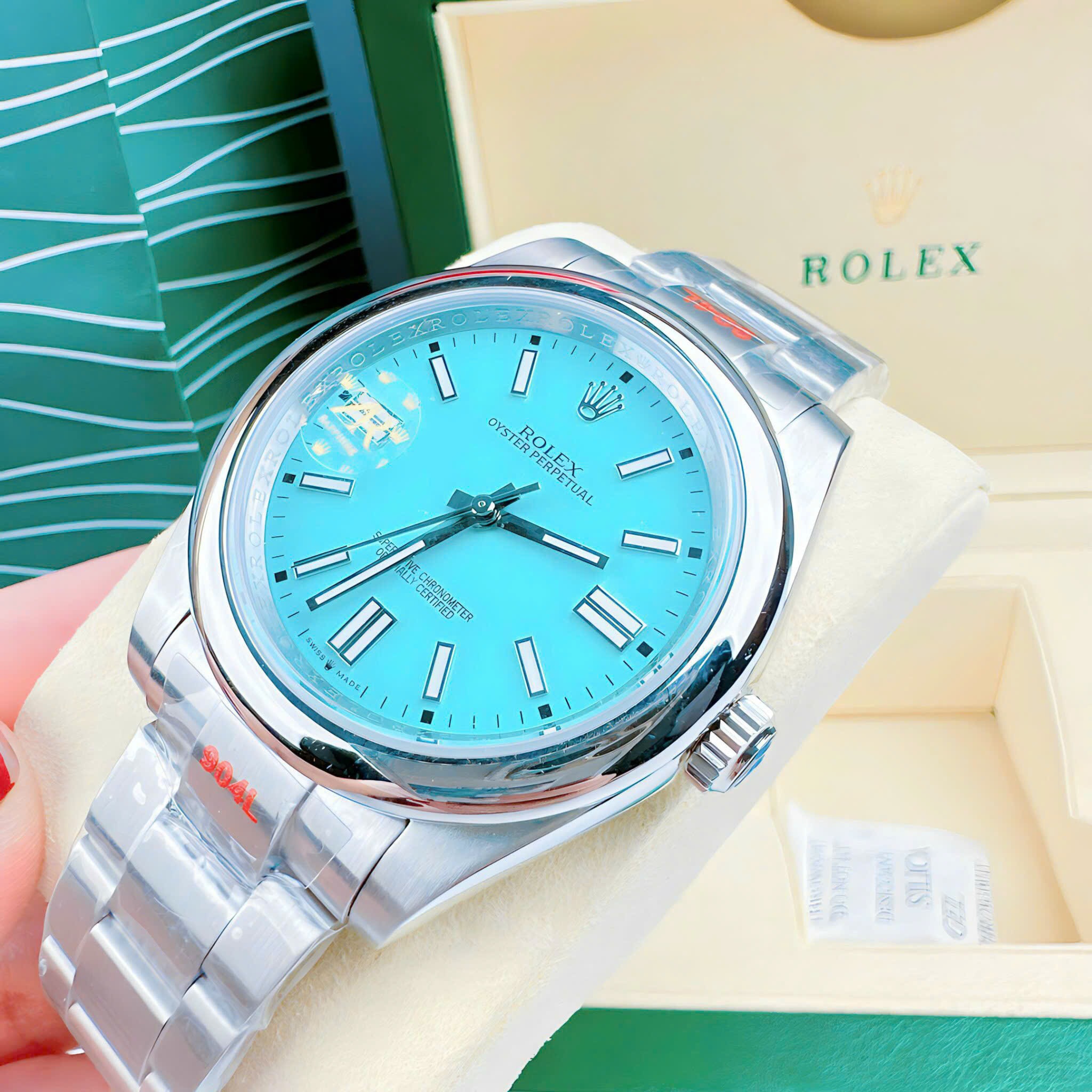 Đồng Hồ Rolex Oyster Perpetual |Nam Giới |Mặt Xanh Ngọc |Dây Kim Loại Silver |Máy Cơ (Automatic) |Size 41mm |donghogiatot.vn