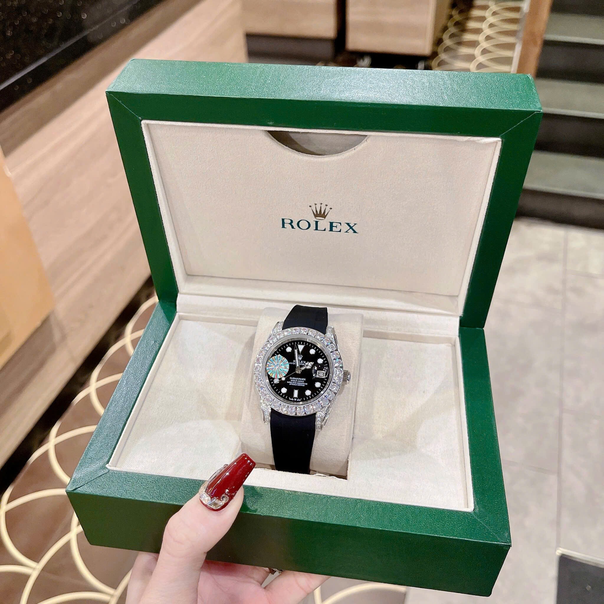 Đồng Hồ Rolex Submariner |Nam Giới |Đính Đá |Dây Cao Su Đen |Máy cơ (Automatic) |Size 41mm |donghogiatot.vn
