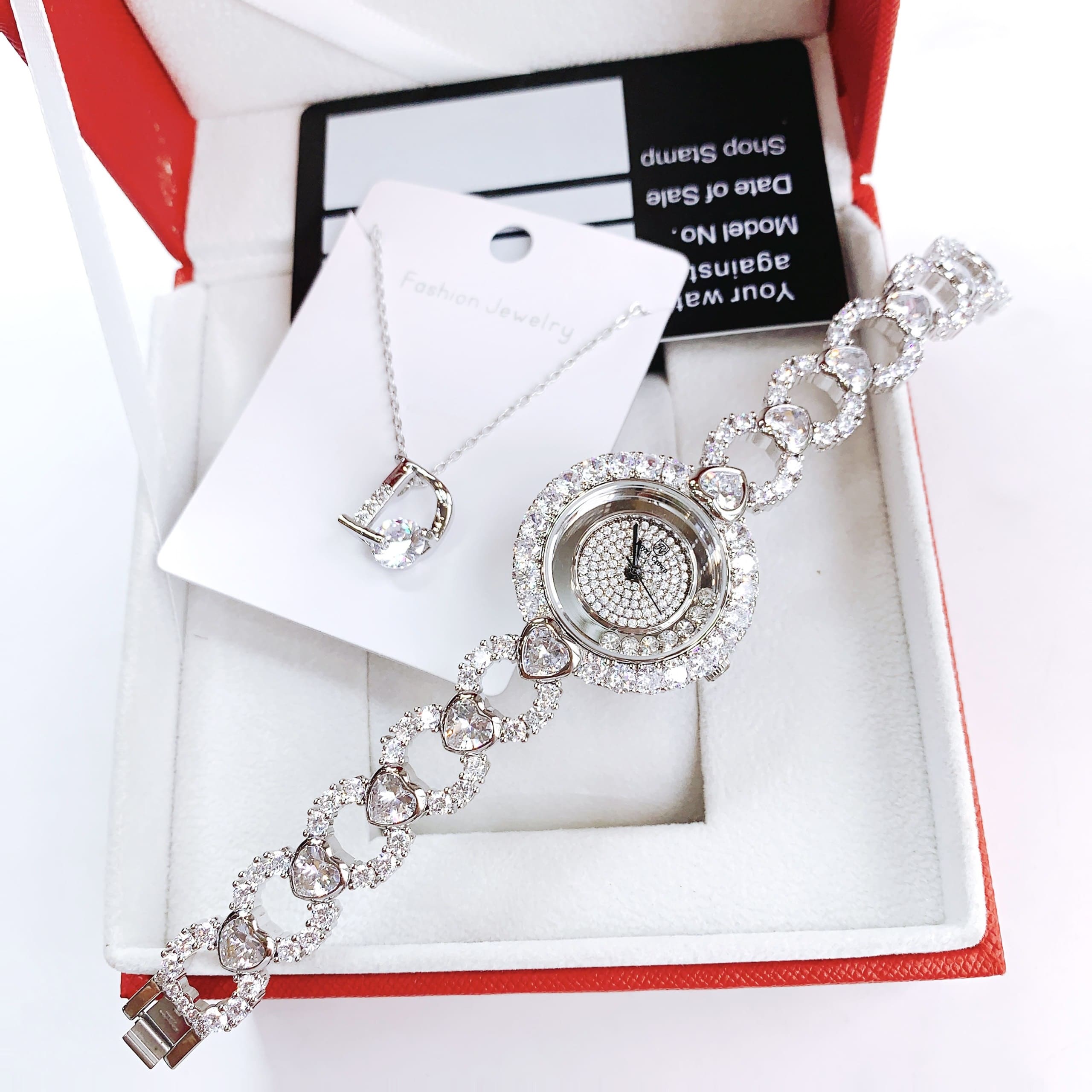 Đồng Hồ Royal Crown Mặt Tròn |Nữ Giới |Silver |Lắc Tay Đính Đá Trái Tim Trắng |Máy Pin (Quartz) |Size 33mm |donghogiatot.vn