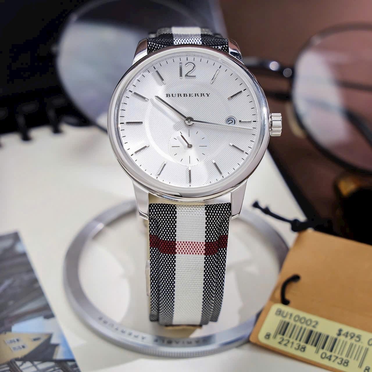 Đồng Hồ Burberry Honey Check |Nam Giới |Trắng Silver |Dây Vải Sọc |Máy Pin (Quartz) |Size 40mm |donghogiatot.vn