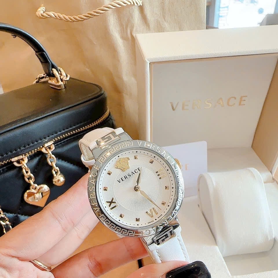 Đồng Hồ Versace Damenuhr Greca |Nữ Giới |Silver |Dây Da Màu Trắng |Máy Pin (Quartz) |Size 36mm |donghogiatot.vn