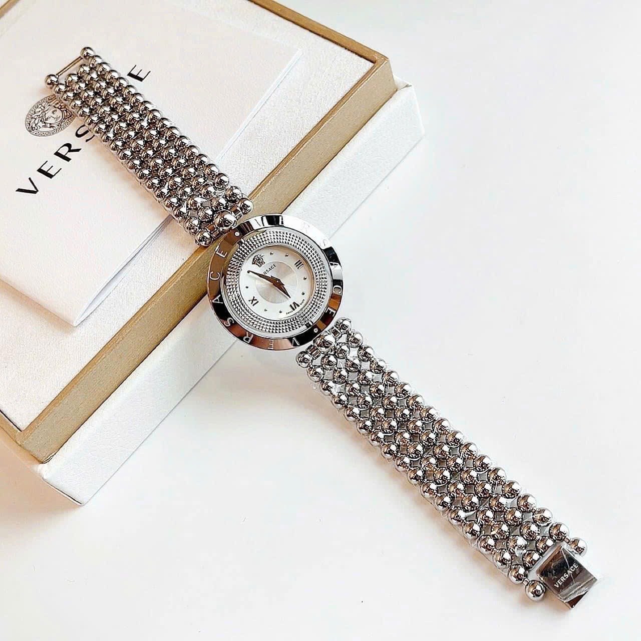 Đồng Hồ Versace Eon Pour Femmes |Nữ Giới |Mặt Trắng |Xoay 360 Độ |Dây Kim Loại Silver |Máy Pin (Quartz) |Size 33mm |donghogiatot.vn