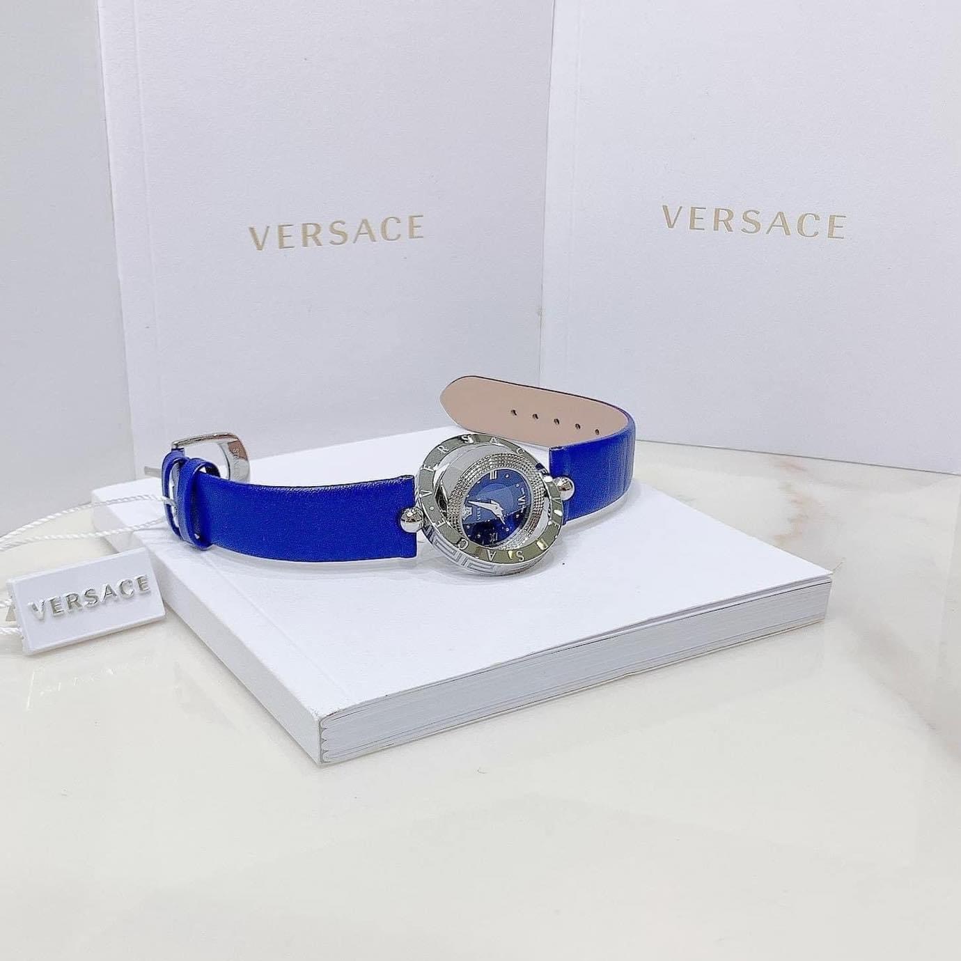 Đồng Hồ Versace Eon Mặt Xoay |Nữ Giới |Silver |Dây Da Xanh Dương |Máy Pin (Quartz) |Size 33mm |donghogiatot.vn