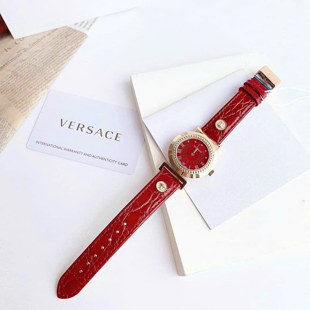 Đồng Hồ Versace Vanity |Nữ Giới |Mặt Đỏ |Rose Gold |Dây Da Đỏ |Máy Pin (Quartz) |Donghogiatot.vn