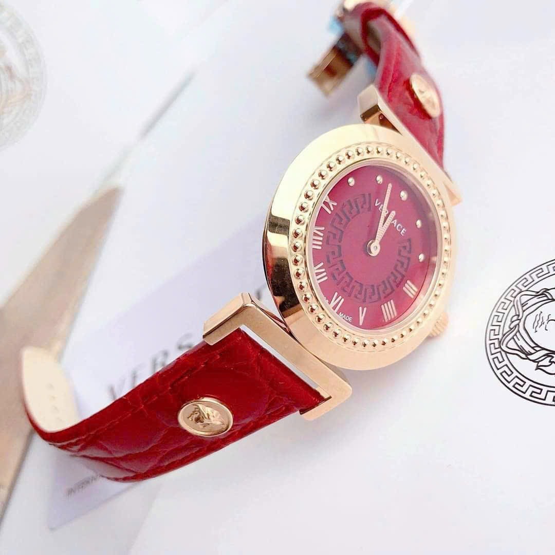 Đồng Hồ Versace Vanity |Nữ Giới |Mặt Đỏ |Rose Gold |Dây Da Đỏ |Máy Pin (Quartz) |Donghogiatot.vn