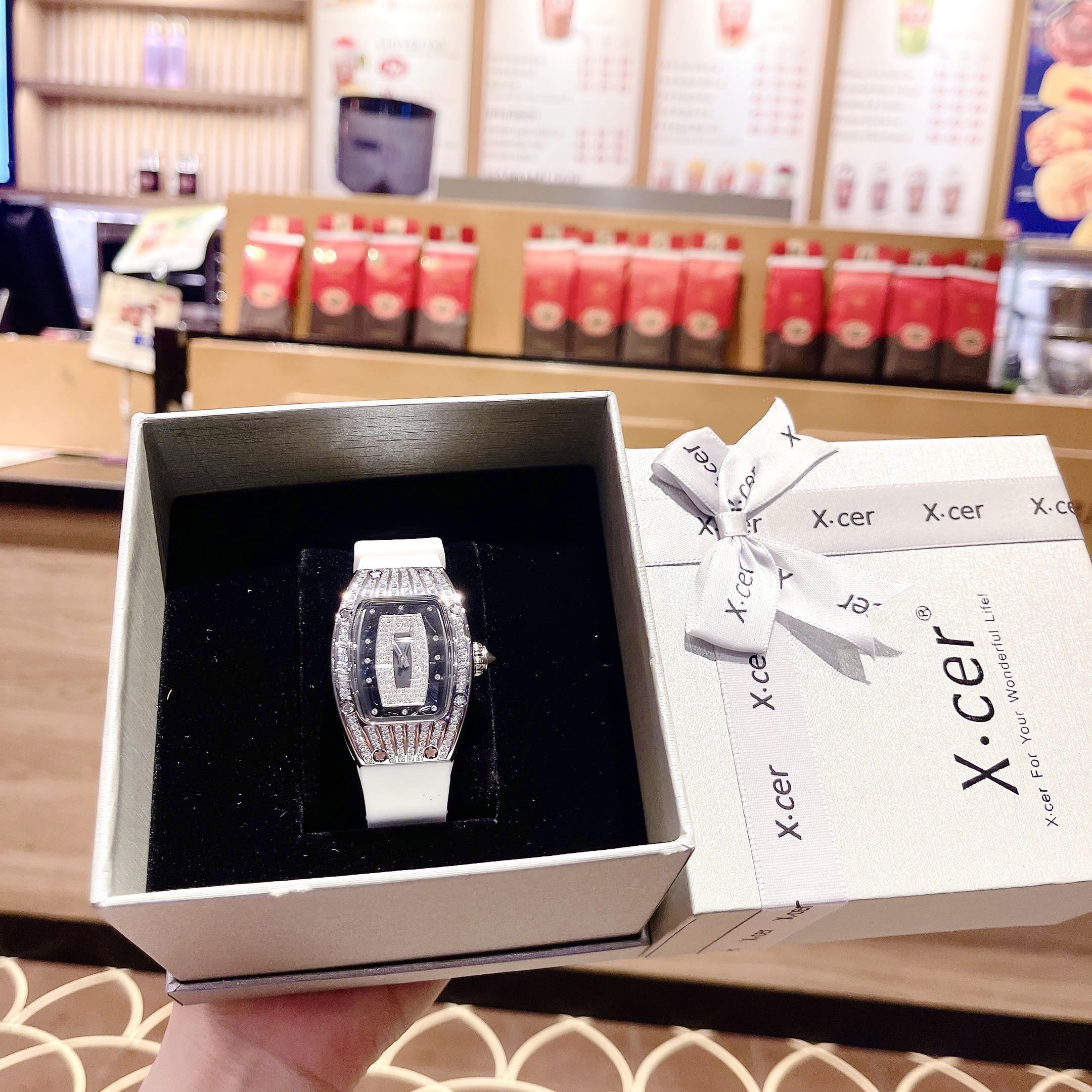 Đồng Hồ Xcer Tựa Richard Mille |Nữ Giới |Đính Đá |Silver |Dây Silicone Trắng |Máy Pin (Quartz) |Size 36mm |donghogiatot.vn