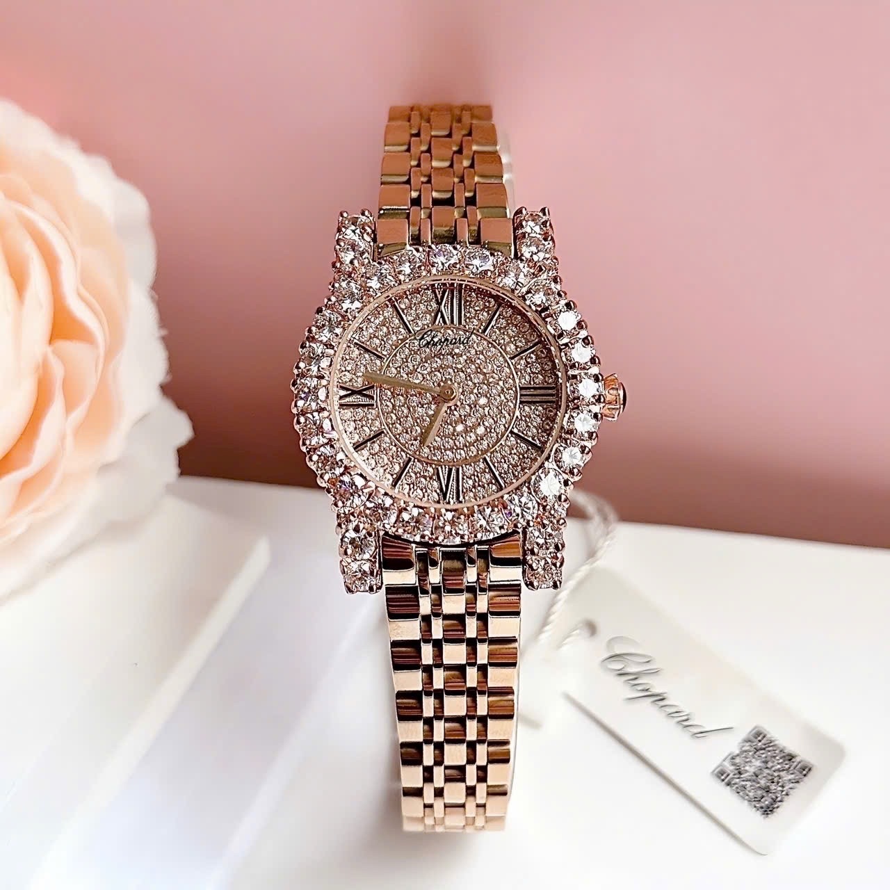 Đồng Hồ Chopard L'Heure Du Diamant |Nữ Giới |Mặt Full Đá |Dây Kim Loại Vàng Hồng |Máy Pin (Quartz) |Size 32mm |donghogiatot.vn