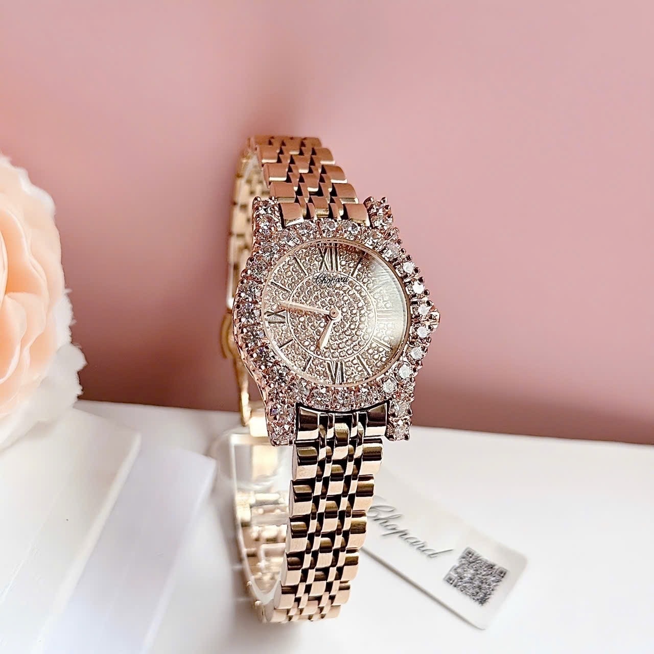 Đồng Hồ Chopard L'Heure Du Diamant |Nữ Giới |Mặt Full Đá |Dây Kim Loại Vàng Hồng |Máy Pin (Quartz) |Size 32mm |donghogiatot.vn