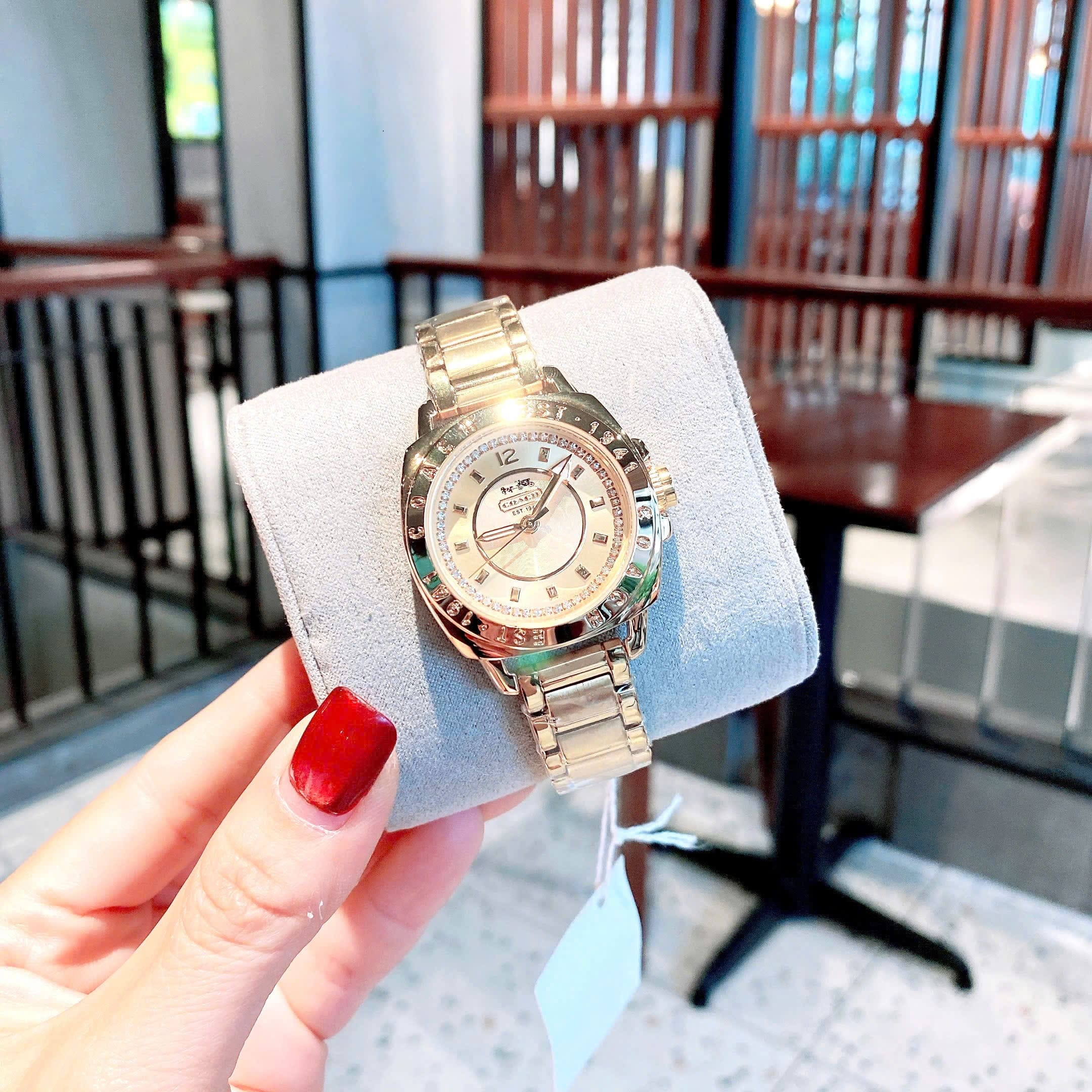 Đồng Hồ Coach Boyfriend |Nữ Giới |Mặt Tròn |Đính Đá |Dây Kim Loại Vàng Gold |Máy Pin (Quartz) |Size 35mm |donghogiatot.vn