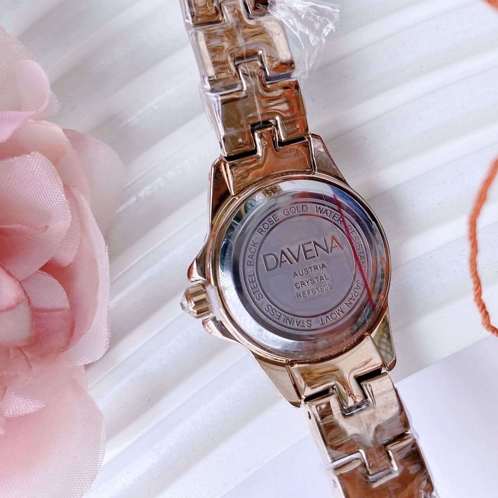 Đồng Hồ Davena Full Đá |Nữ Giới |Rose Gold |Dây Kim Loại Đính Pha Lê |Máy Pin (Quartz) |Size 25mm |donghogiatot.vn