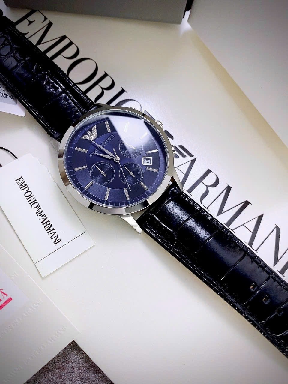 Đồng Hồ Emporio Armani Thời Trang |Nam Giới |Mặt Xanh |Dây Da |Máy Pin (Quartz) |Size 42mm |Donghogiatot.vn