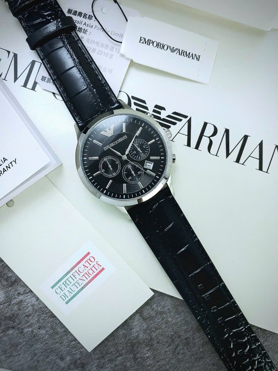 Đồng Hồ Emporio Armani Thời Trang |Nam Giới |Mặt Đen |Dây Da |Máy Pin (Quartz) |Size 42mm |Donghogiatot.vn