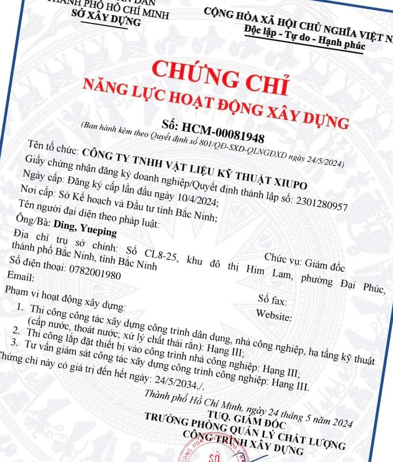 Bổ sung nội dung chứng chỉ năng lực hoạt động xây dựng 