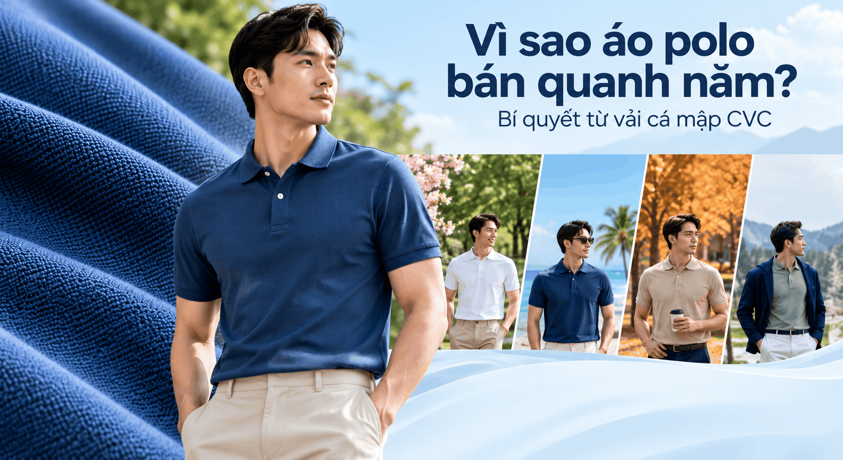 Vì sao áo polo bán quanh năm? Bí quyết từ vải cá mập CVC