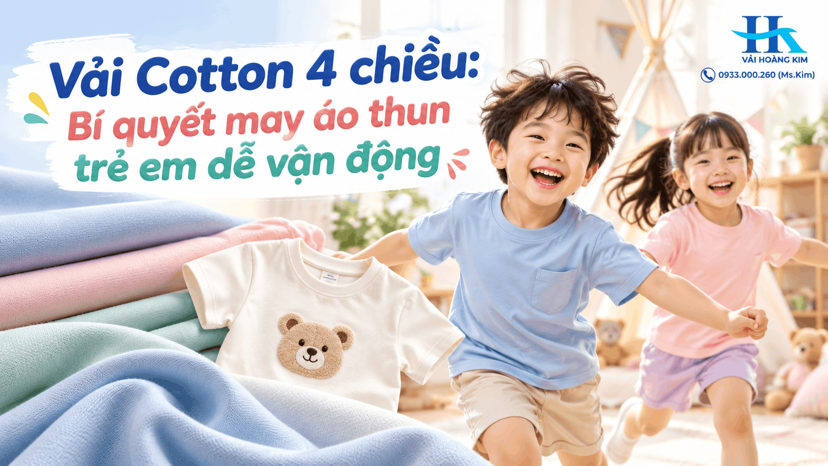 Vải Cotton 4 chiều: Bí quyết may áo thun trẻ em dễ vận động