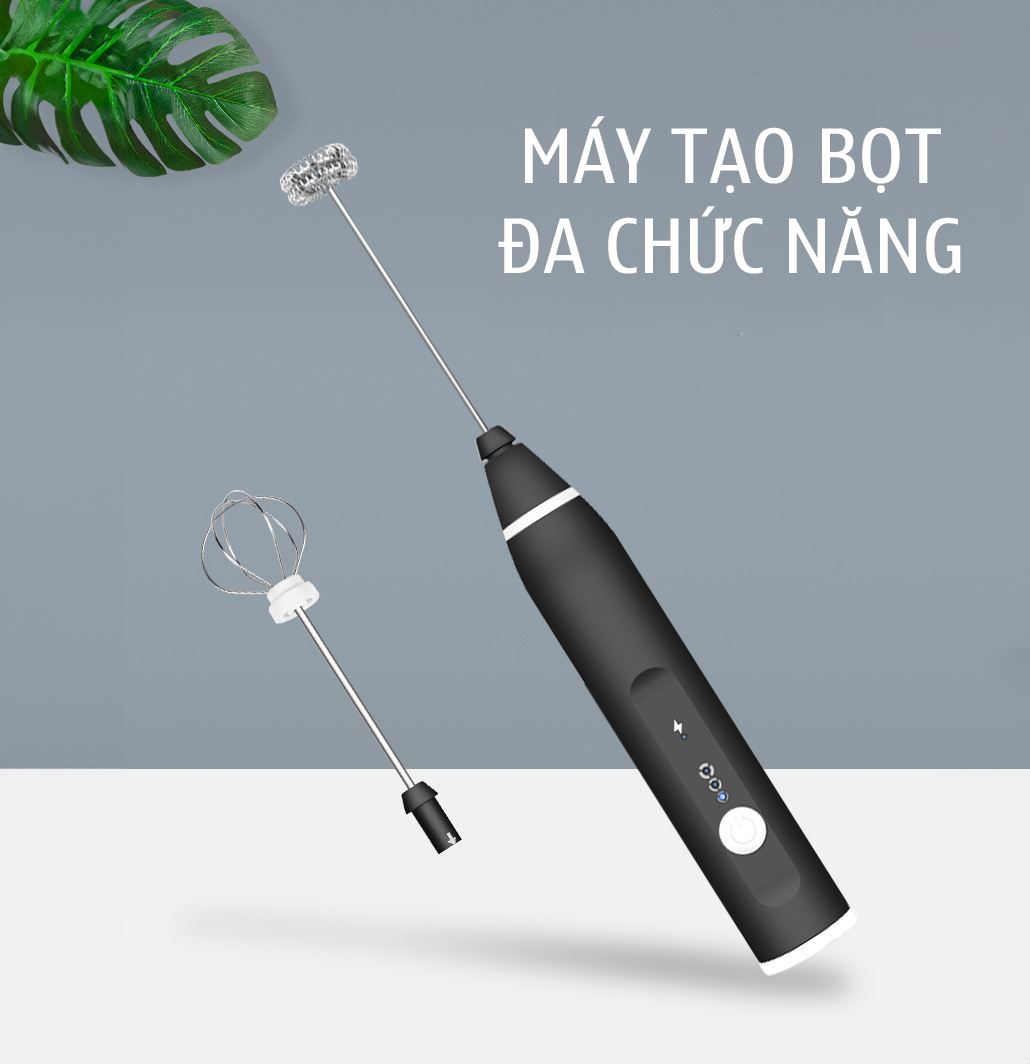 Máy tạo bọt sữa sạc điện USB 2 đầu đánh