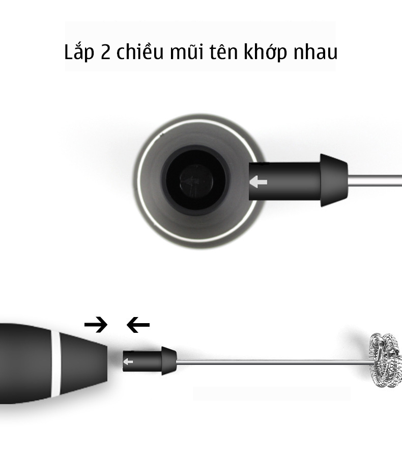 Máy tạo bọt sữa sạc điện USB 2 đầu đánh