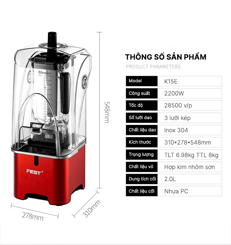 Máy xay sinh tố công nghiệp Fest K15E