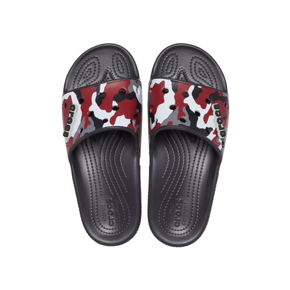 Dép Quai Ngang Unisex Crocs Camo Classic - Black/Red