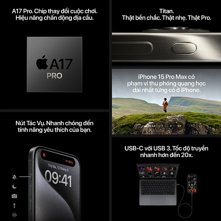 iPhone 15 Pro Max Titan Xanh 256g