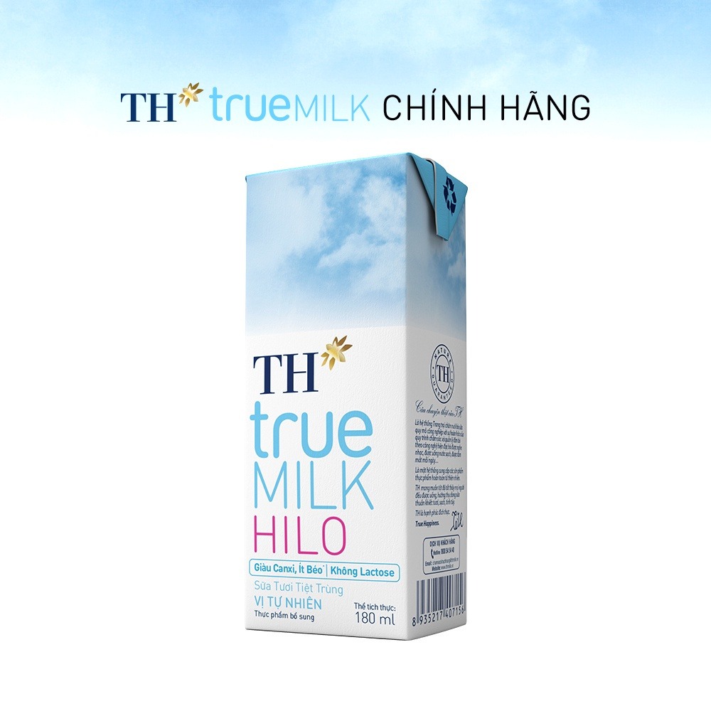 Thùng 48 hộp sữa tươi tiệt trùng TH True Milk HILO 180ml (180ml x 48)